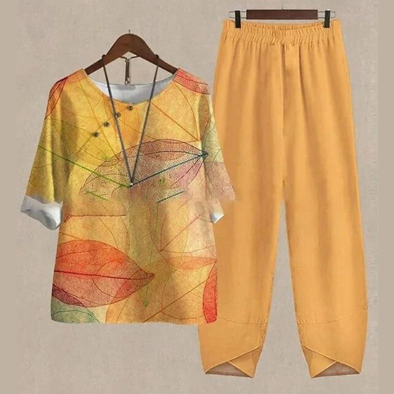Ava | Women's Loungewear Butterfly Print Linen Two Piece Set 6