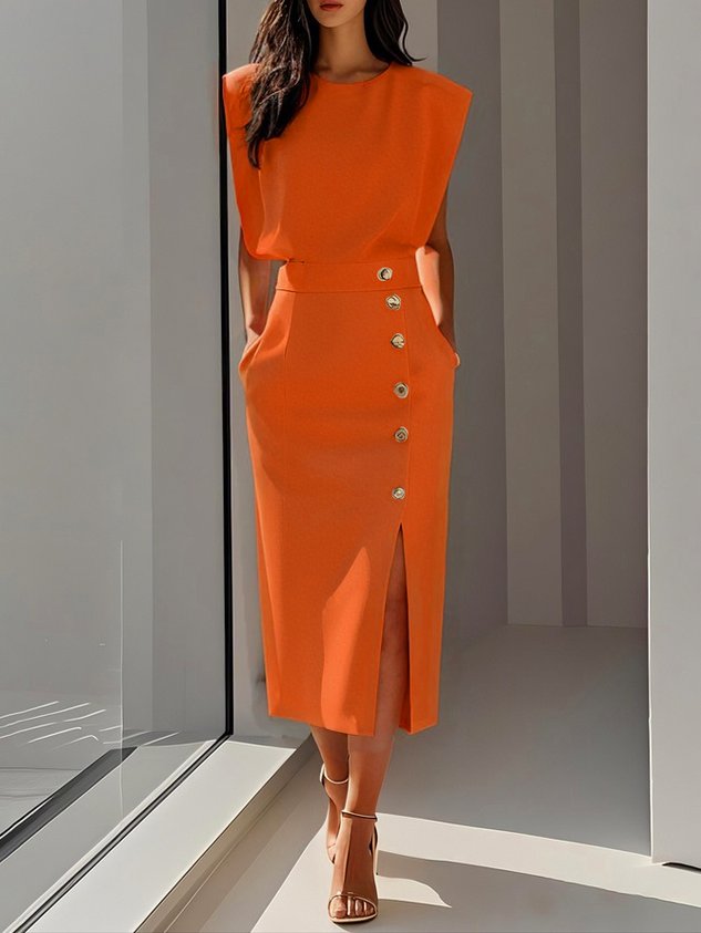 Ava | Women's Summer Button Detail Midi Dress 8