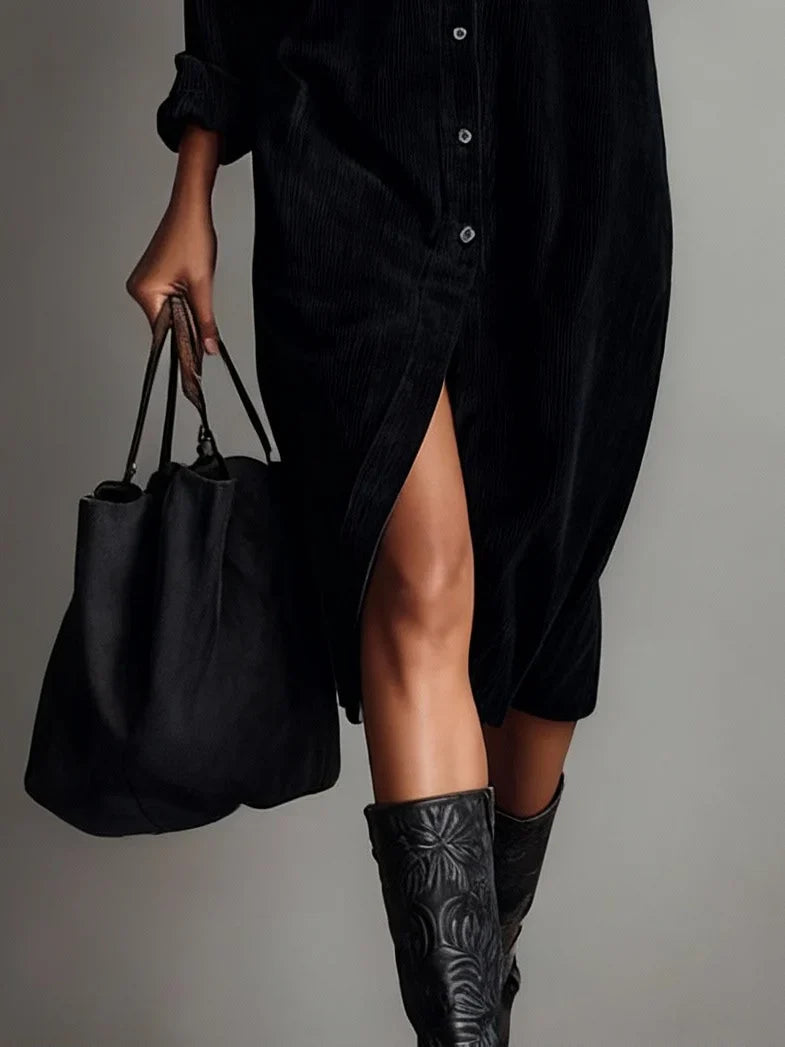 Women's Casual Midi Dress | Soft Corduroy, Relaxed Fit 8