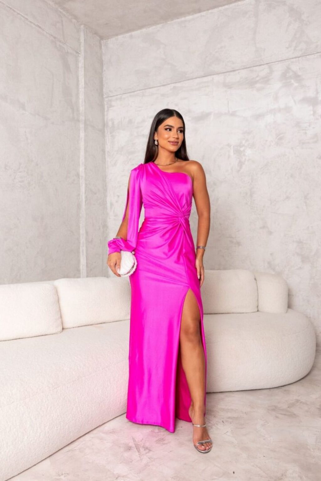 Women's Elegant One-Shoulder Maxi Dress | Fluid Fabric, Formal Evening Gown 2