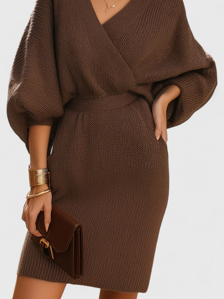 Women's Elegant Wrap Dress | Flattering V-Neck, Bishop Sleeves 2
