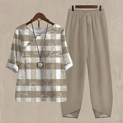 Ava | Women's Loungewear Butterfly Print Linen Two Piece Set 1