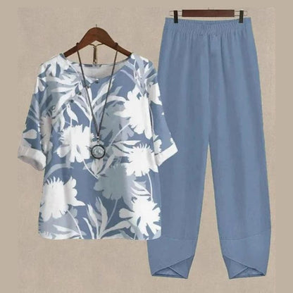 Ava | Women's Loungewear Butterfly Print Linen Two Piece Set 5