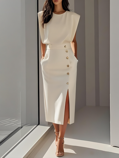 Ava | Women's Summer Button Detail Midi Dress 0