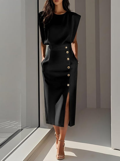 Ava | Women's Summer Button Detail Midi Dress 1