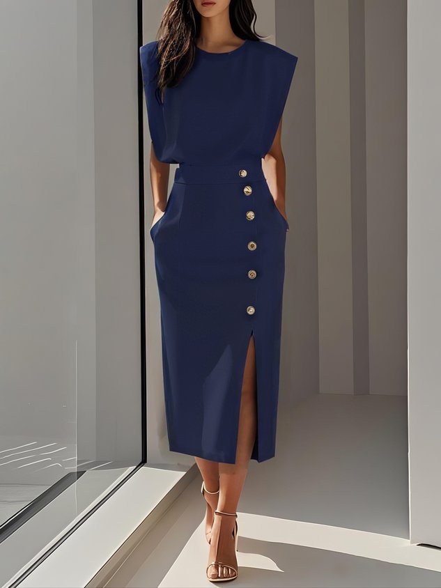 Ava | Women's Summer Button Detail Midi Dress 7