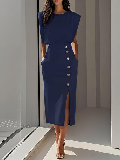 Ava | Women's Summer Button Detail Midi Dress 7