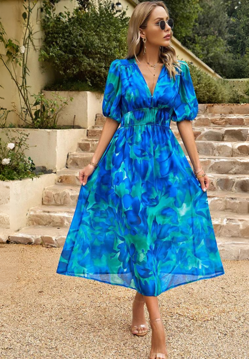 Ava | Women's Summer Floral V Neck Midi Dress 5
