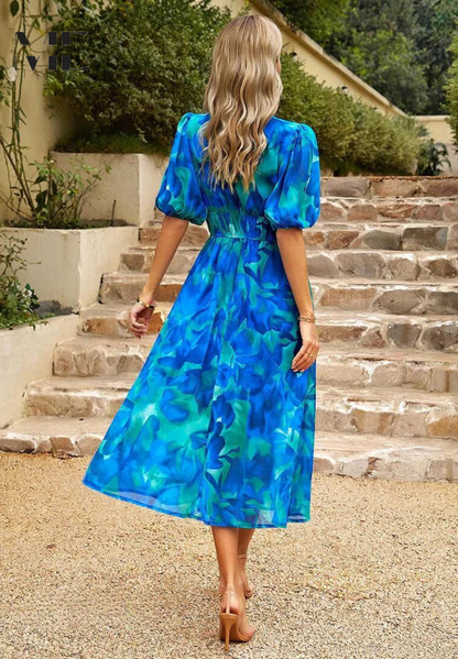 Ava | Women's Summer Floral V Neck Midi Dress 6