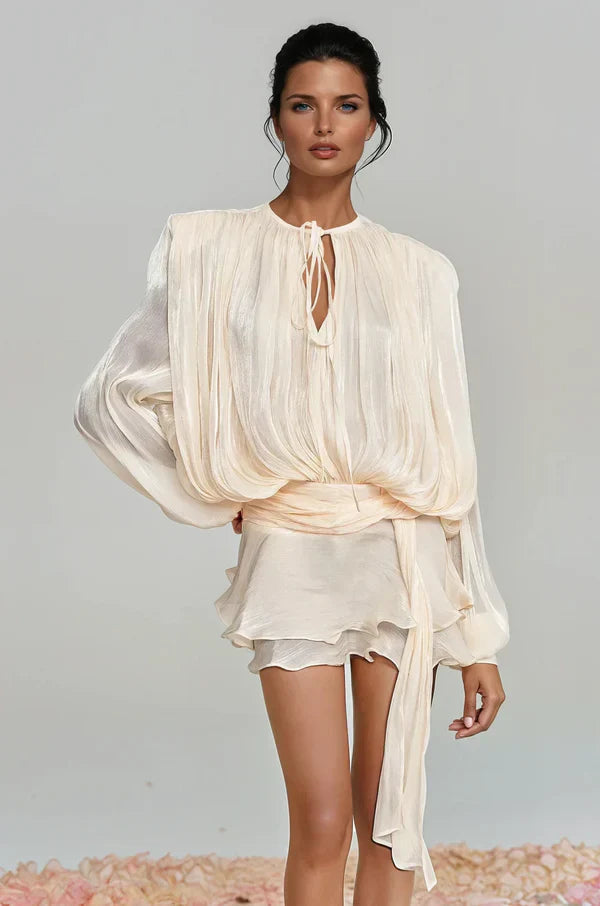 Ava | Women's Summer Ruffle Mini Dress with Balloon Sleeves 1