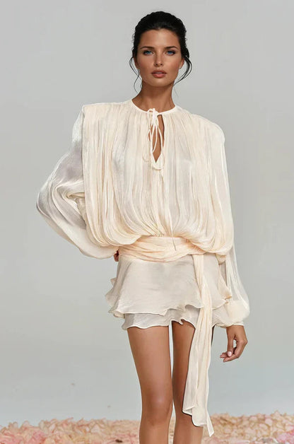 Ava | Women's Summer Ruffle Mini Dress with Balloon Sleeves 1
