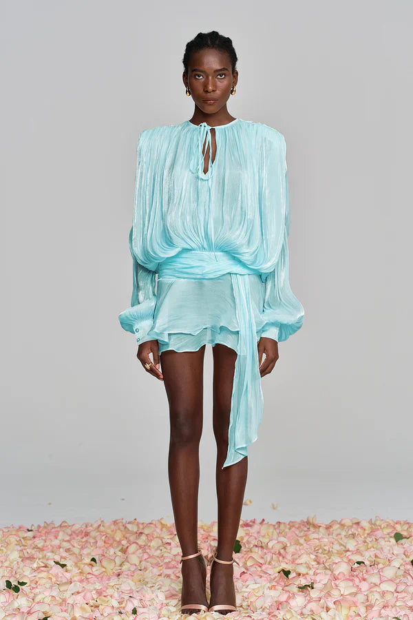 Ava | Women's Summer Ruffle Mini Dress with Balloon Sleeves 11