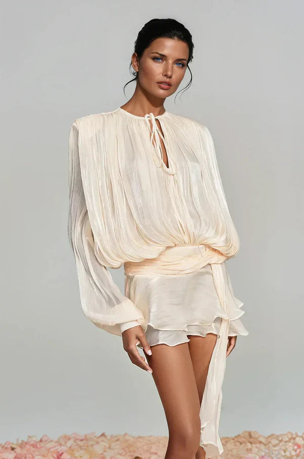 Ava | Women's Summer Ruffle Mini Dress with Balloon Sleeves 2