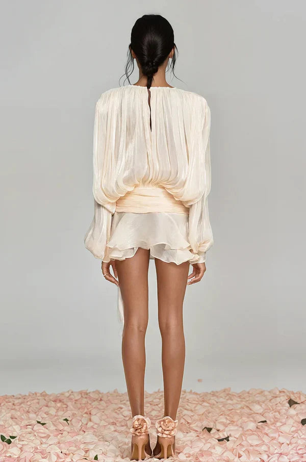 Ava | Women's Summer Ruffle Mini Dress with Balloon Sleeves 3