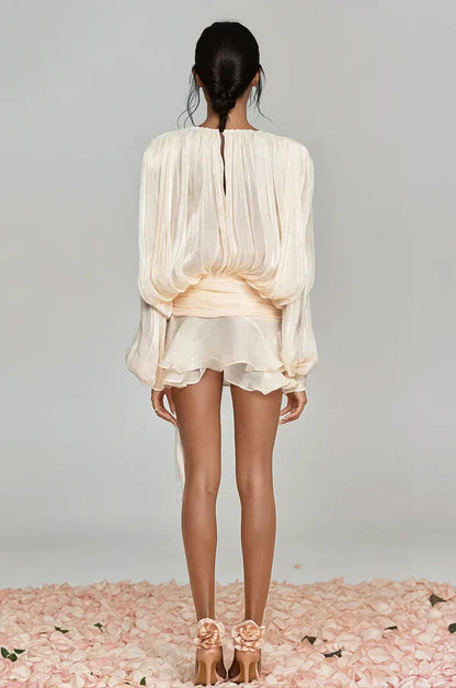 Ava | Women's Summer Ruffle Mini Dress with Balloon Sleeves 3