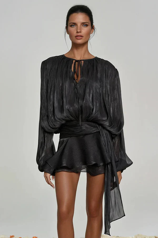 Ava | Women's Summer Ruffle Mini Dress with Balloon Sleeves 6