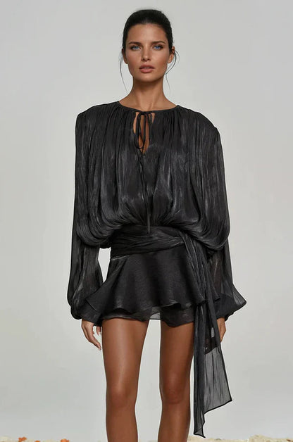 Ava | Women's Summer Ruffle Mini Dress with Balloon Sleeves 6
