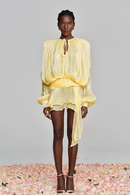 Ava | Women's Summer Ruffle Mini Dress with Balloon Sleeves 8