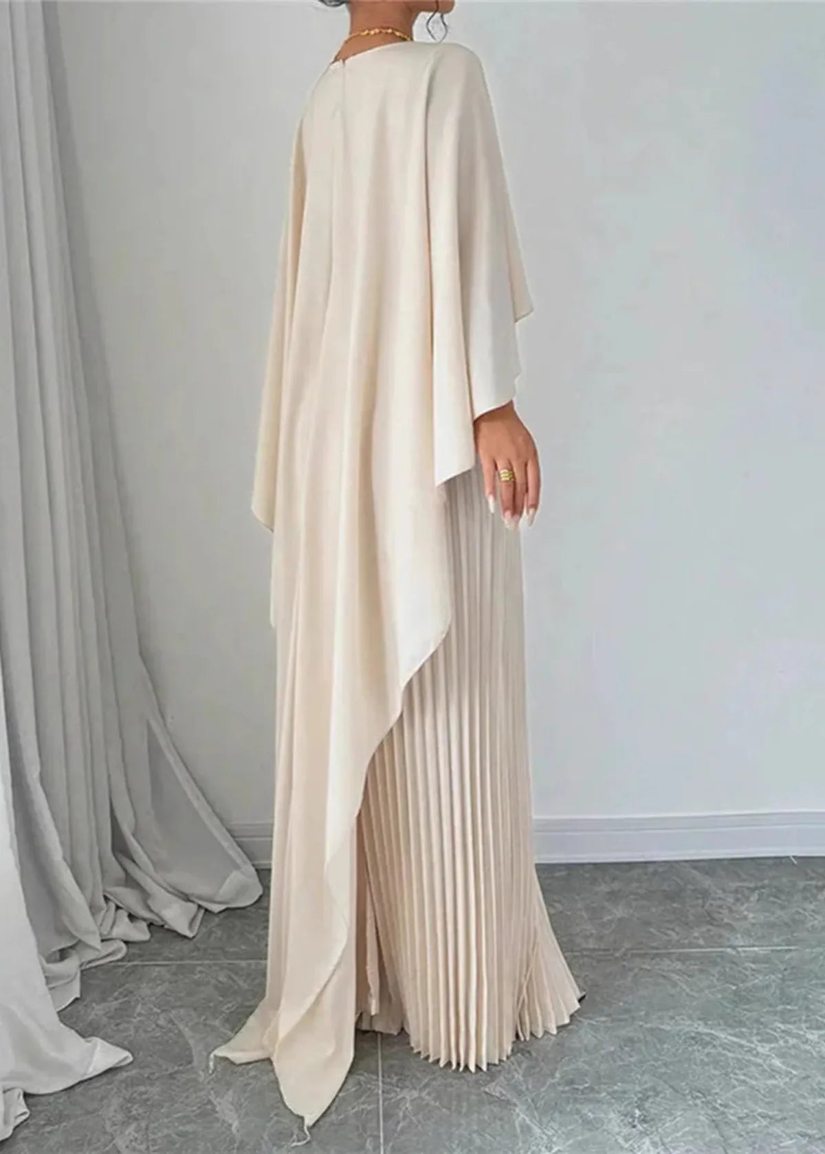 Blythe | Elegant Women's Pleated Cape Maxi Dress 1