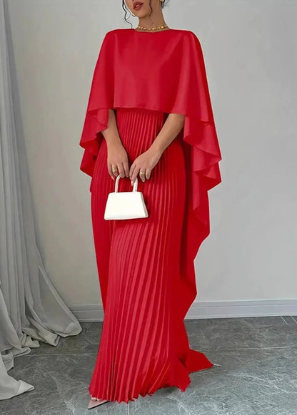 Blythe | Elegant Women's Pleated Cape Maxi Dress 3