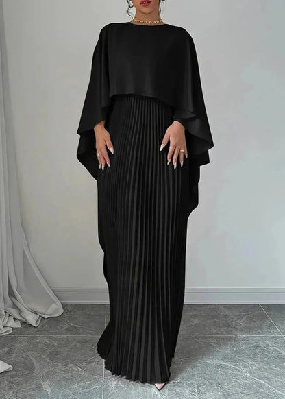 Blythe | Elegant Women's Pleated Cape Maxi Dress 4
