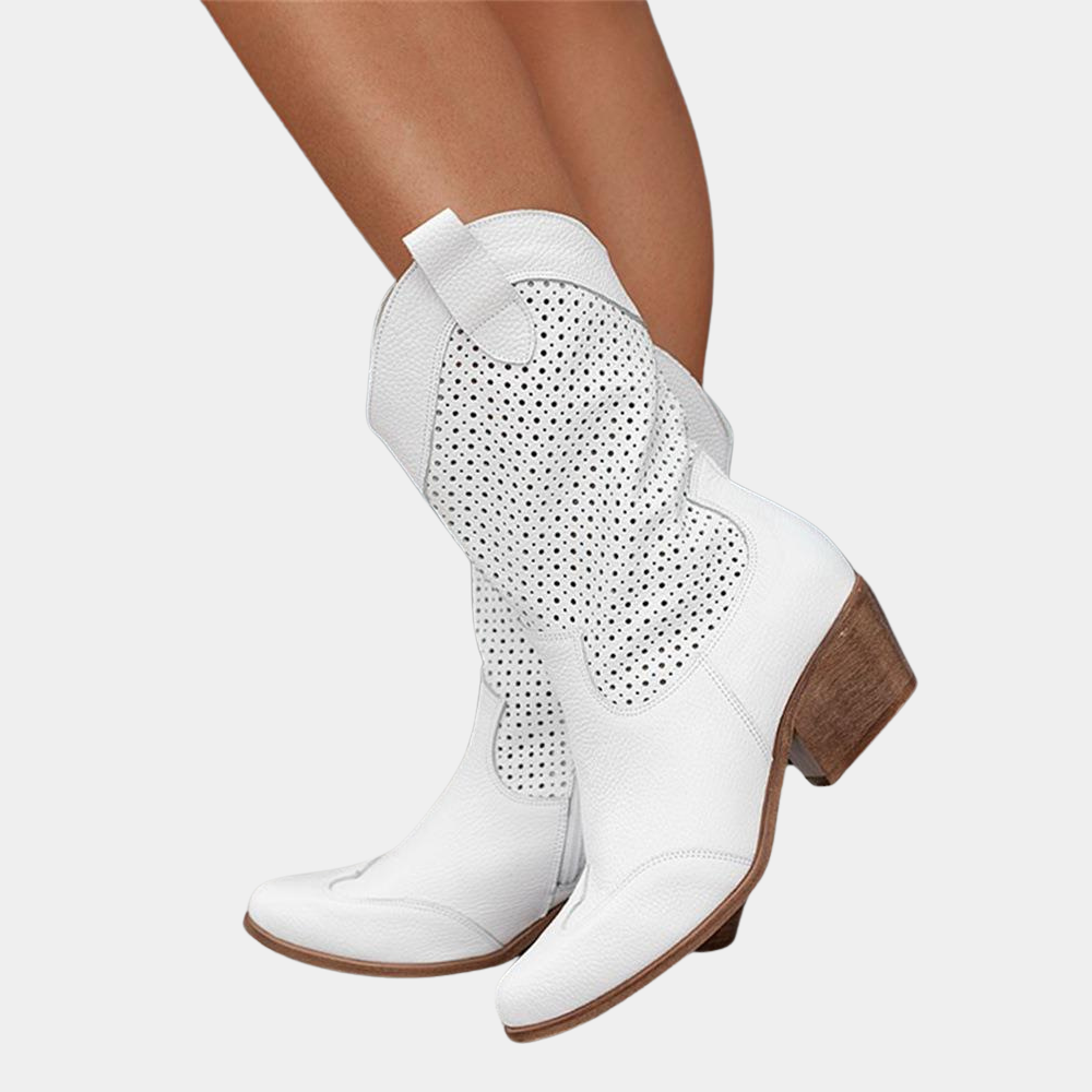 Cora | Women's Black Leather Cowgirl Boots with Orthopedic Support 0