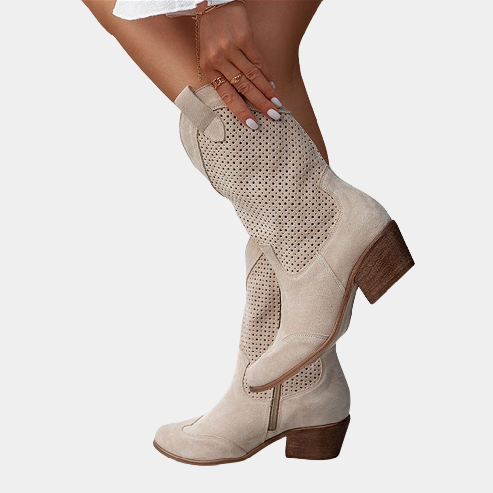 Cora | Women's Black Leather Cowgirl Boots with Orthopedic Support 4