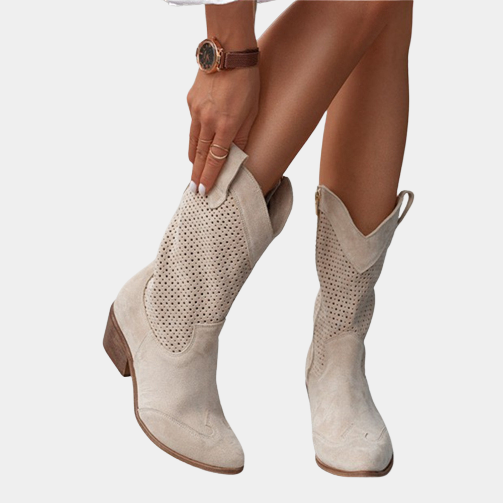 Cora | Women's Black Leather Cowgirl Boots with Orthopedic Support 6