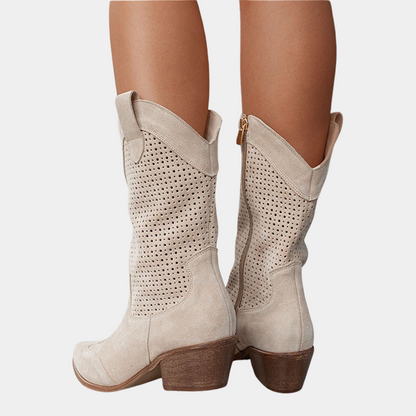 Cora | Women's Black Leather Cowgirl Boots with Orthopedic Support 7