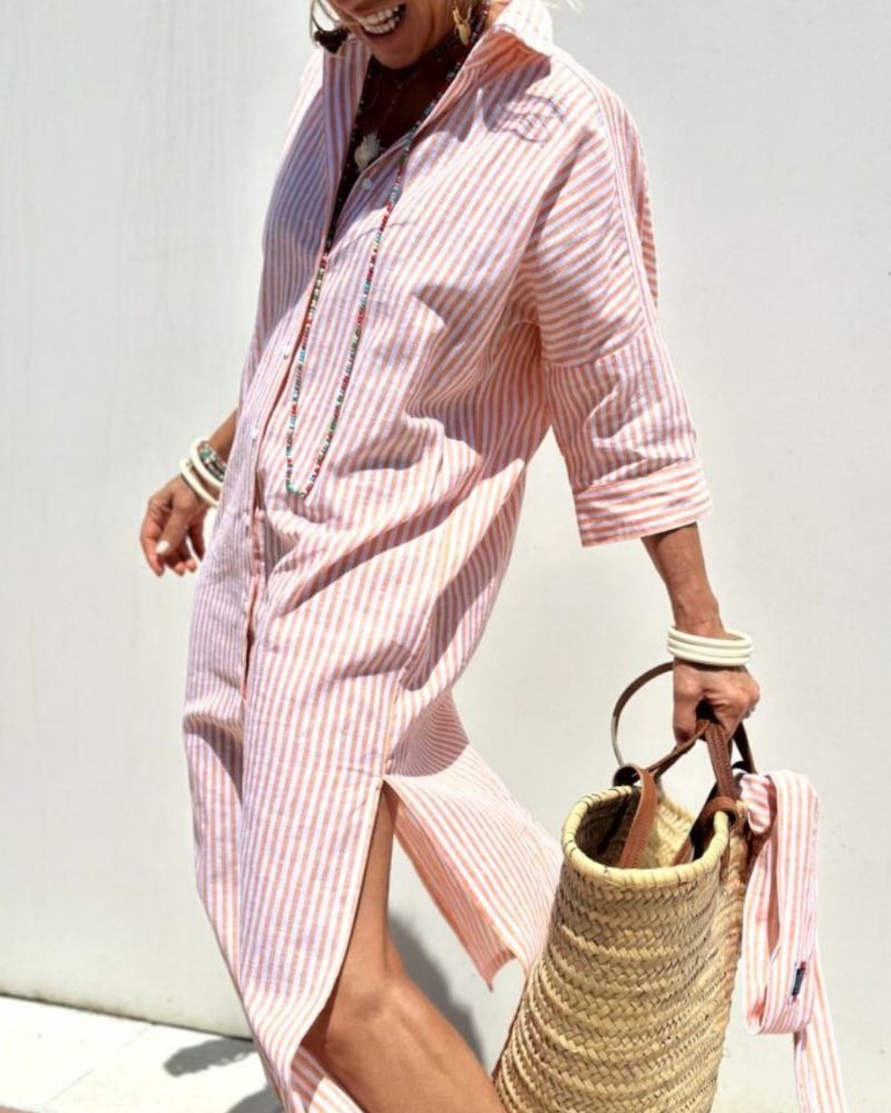 Daisy | Women's Summer Striped Midi Shirt Dress 1