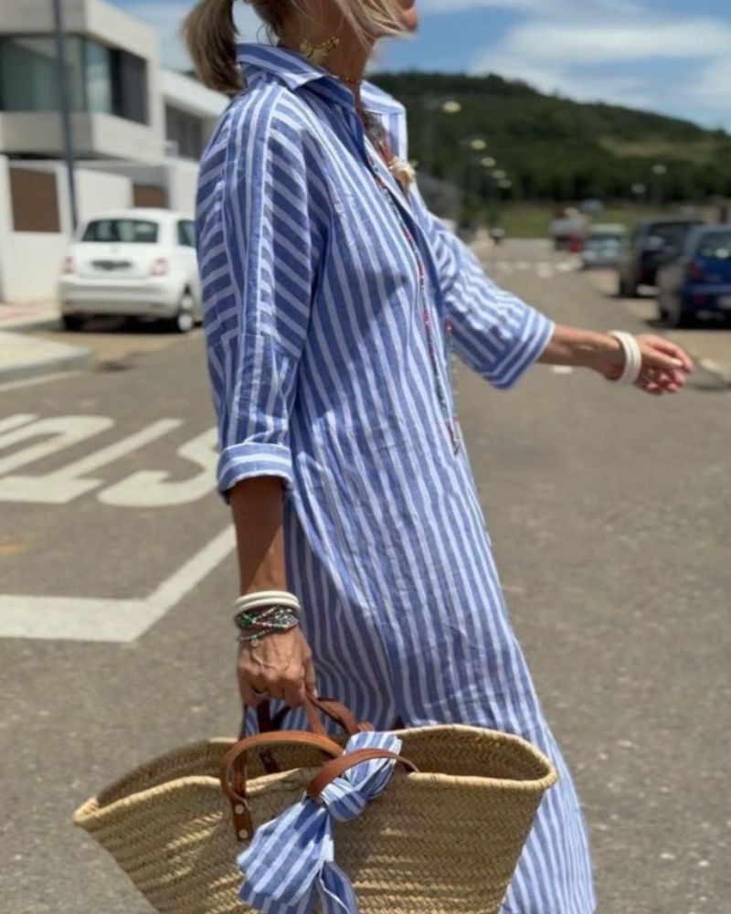 Daisy | Women's Summer Striped Midi Shirt Dress 2
