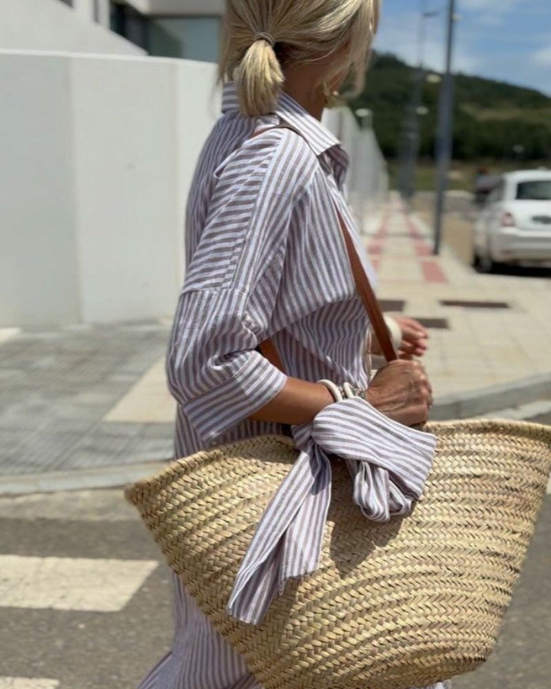 Daisy | Women's Summer Striped Midi Shirt Dress 4
