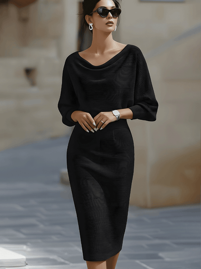 Evelyn | Women's Black Midi Bodycon Dress 1