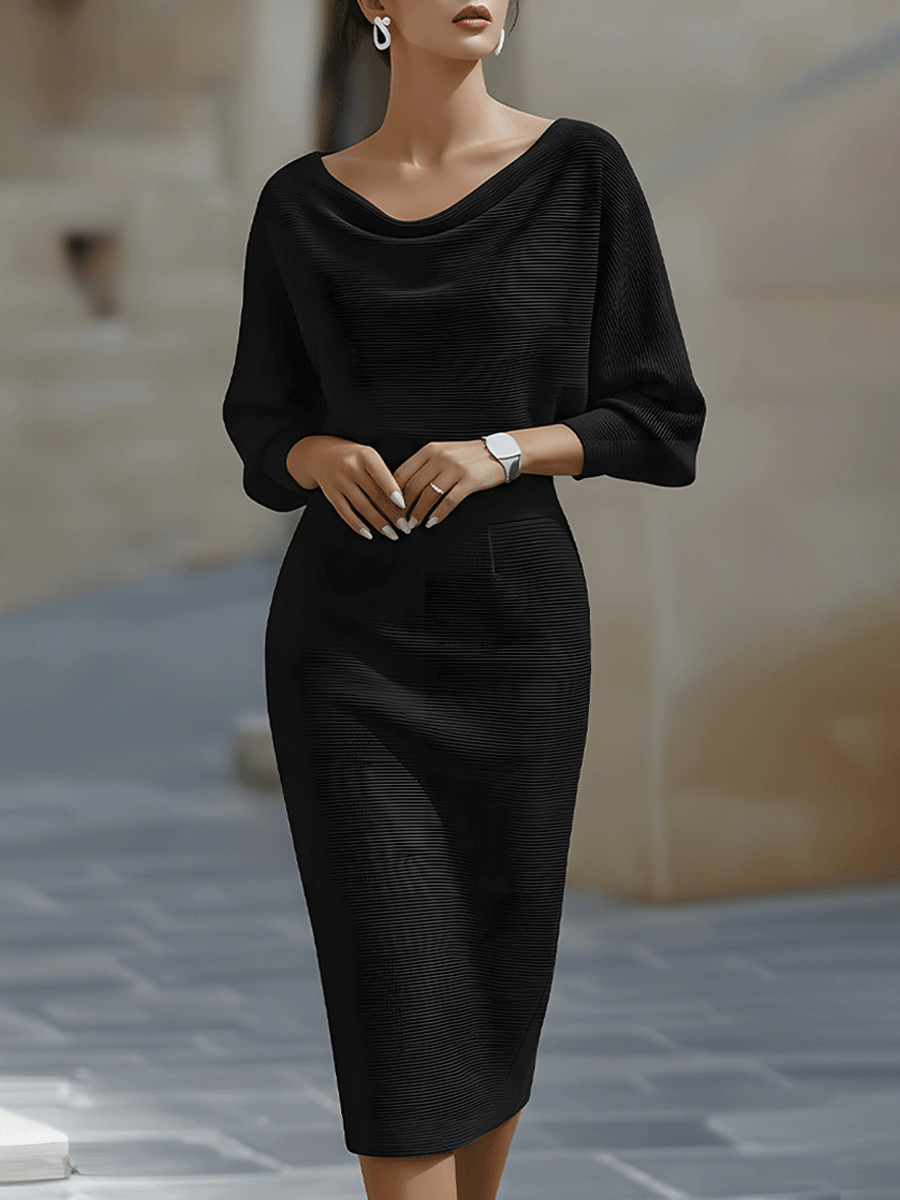 Evelyn | Women's Black Midi Bodycon Dress 5