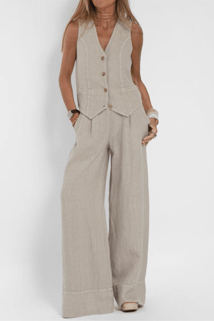 Evelyn | Women's Set Sleeveless Wide-Leg Two-Piece Outfit 0