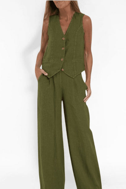 Evelyn | Women's Set Sleeveless Wide-Leg Two-Piece Outfit 1