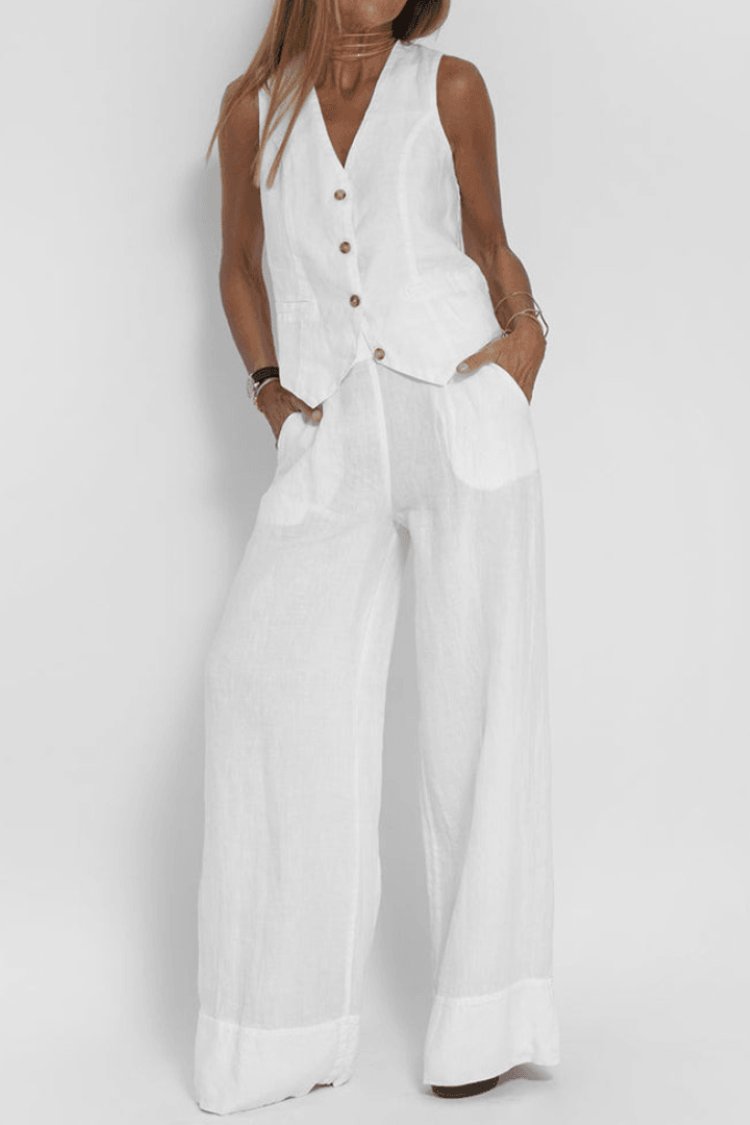 Evelyn | Women's Set Sleeveless Wide-Leg Two-Piece Outfit 2