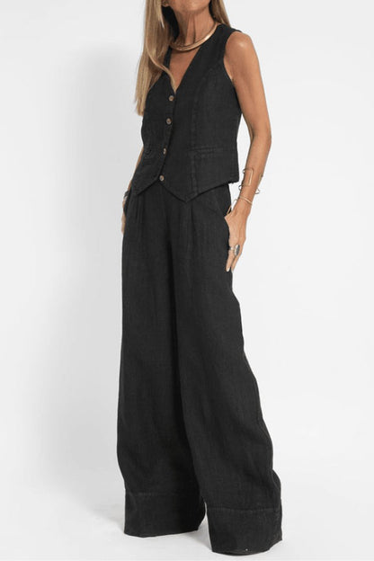 Evelyn | Women's Set Sleeveless Wide-Leg Two-Piece Outfit 3