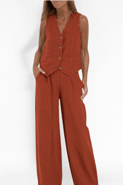 Evelyn | Women's Set Sleeveless Wide-Leg Two-Piece Outfit 4