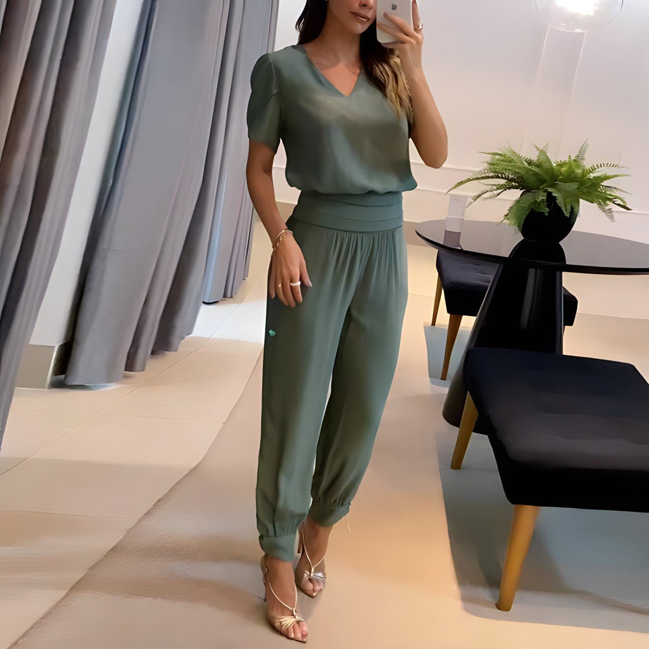 Fiona | Women's Loungewear V-Neck Two-Piece Set 2