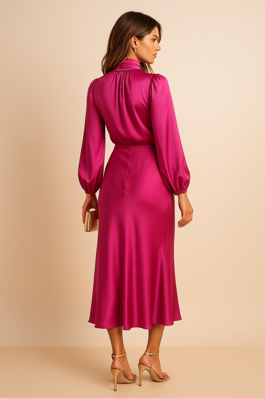 Kira | Elegant Women's White High Waist Midi Dress 8