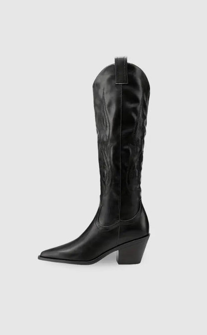 Kira | Women's Classic Black Knee-High Western Boots 0
