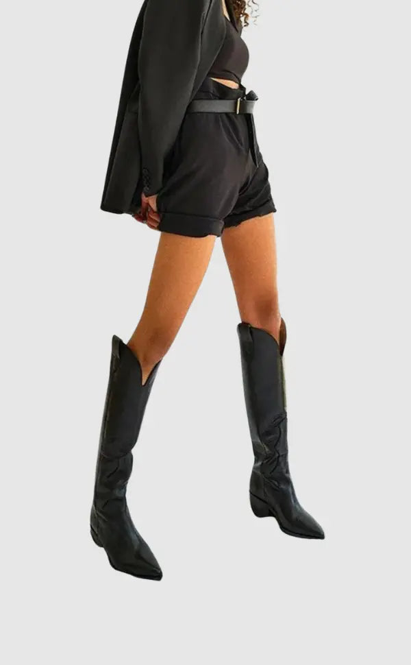 Kira | Women's Classic Black Knee-High Western Boots 1