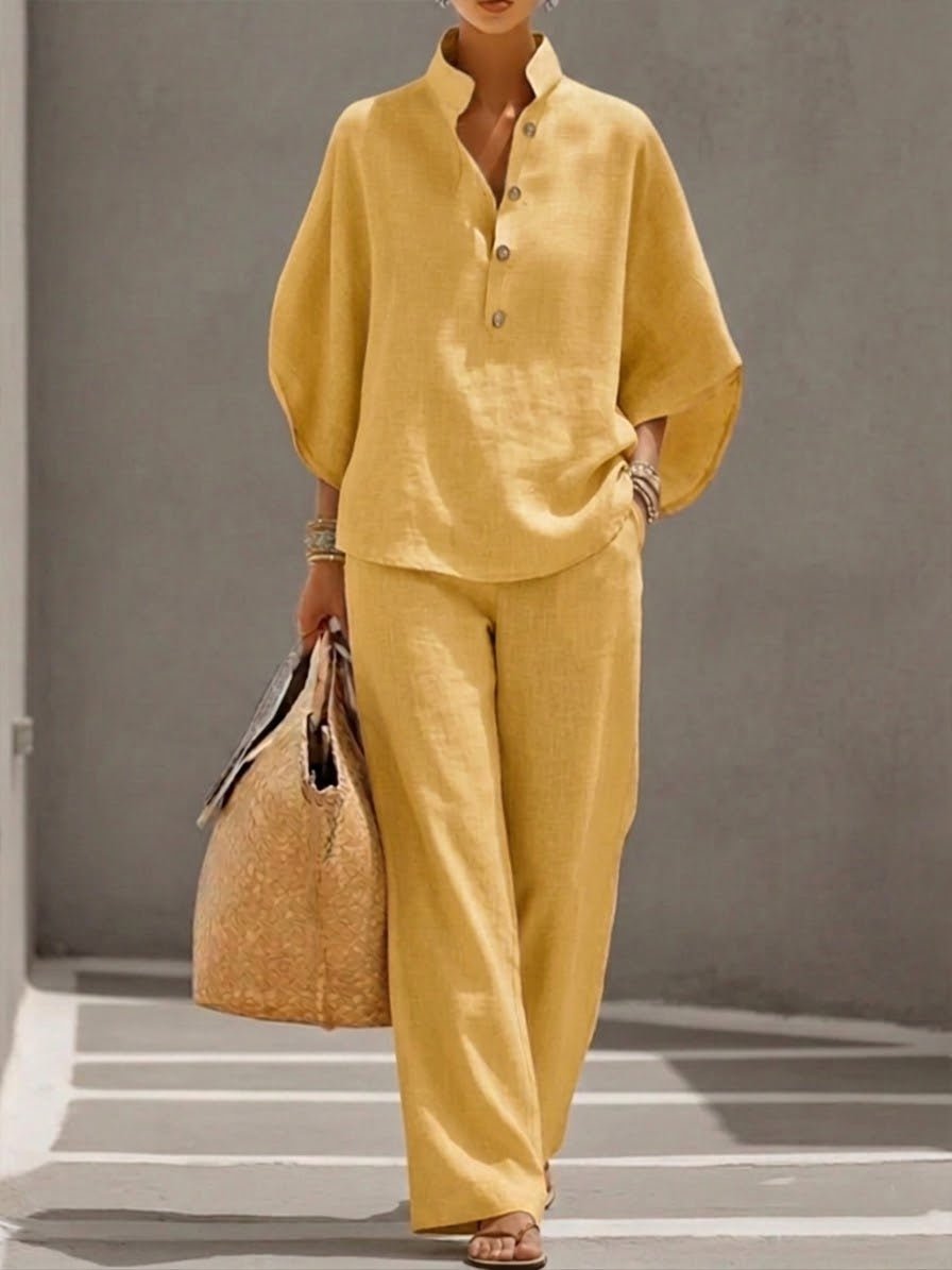 Lina | Elegant Women's Two Piece Co-ord Set with Batwing Top and Wide Leg Trousers 6