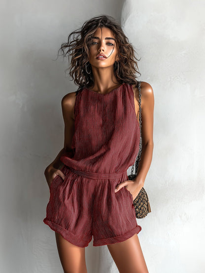 Mila | Women's Striped Linen-Blend Jumpsuit 4
