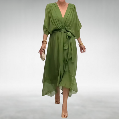 Poppy | Women's Summer Maxi Dress with Flattering V-Neckline in Breathable Chiffon 0