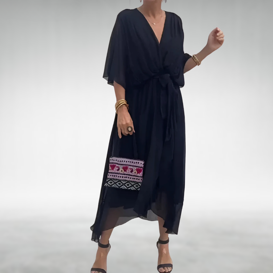 Poppy | Women's Summer Maxi Dress with Flattering V-Neckline in Breathable Chiffon 1