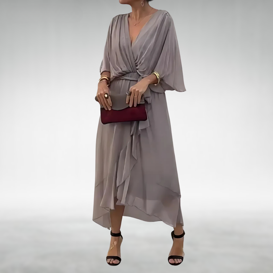 Poppy | Women's Summer Maxi Dress with Flattering V-Neckline in Breathable Chiffon 2