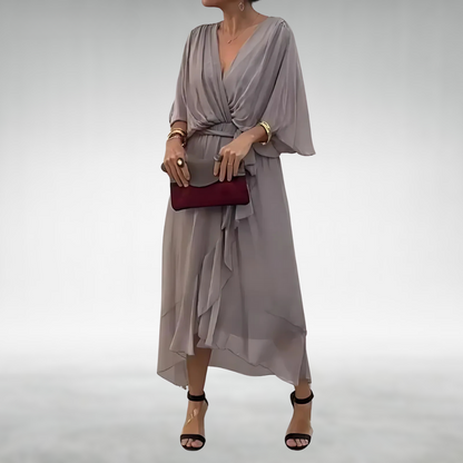 Poppy | Women's Summer Maxi Dress with Flattering V-Neckline in Breathable Chiffon 2