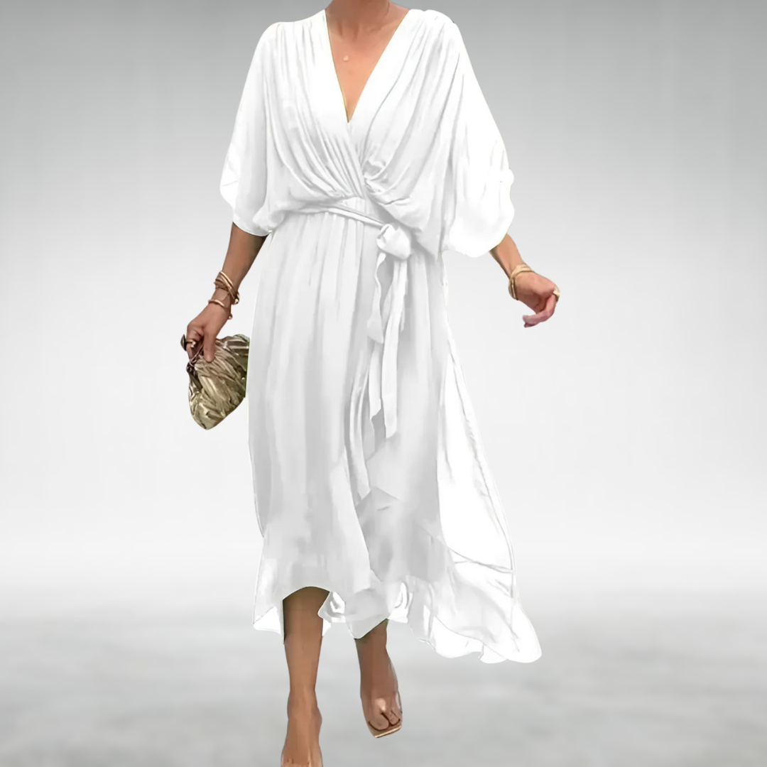Poppy | Women's Summer Maxi Dress with Flattering V-Neckline in Breathable Chiffon 3